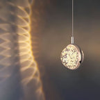 Modern Minimalist Round Ball Aluminum Crystal LED Pendant Light for Bedroom BulbSquare