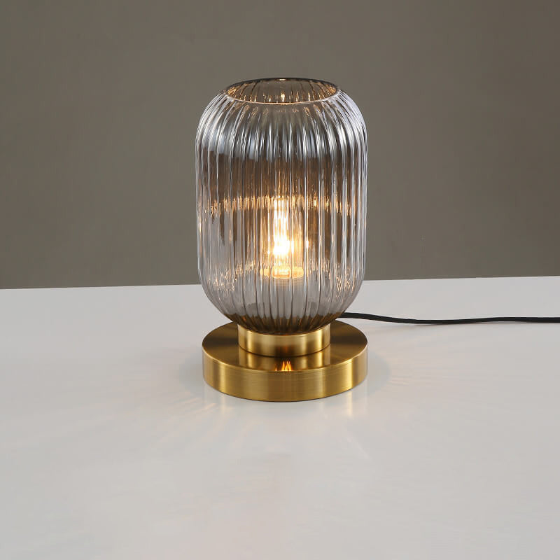 Nordic Striped Glass Oval Design 1-Light Table Lamp Lumendat