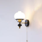 Traditional French Geometric Circle Glass Iron 1-Light Wall Sconce Lamp For Living Room