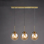 Contemporary Nordic Copper Spherical Glass Shade 1/3/5-light Island Light Chandelier for Dining Room Lumendat