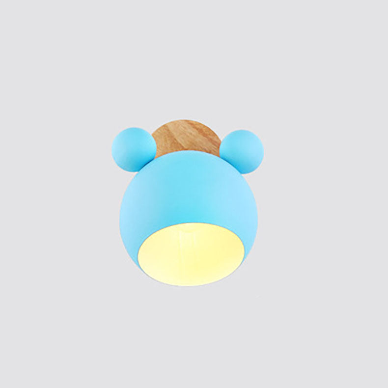 Lumendat Nordic Cartoon Bear Dome 1-Light Kids Wall Sconce Lamp Lumendat