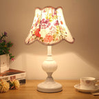 Nordic Vintage Floral Glass Fabric 1-Light Table Lamp Lumendat