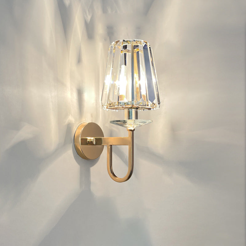 Modern Luxury Metal Iron Stainless Steel Crystal Ball Cylinder 1-Light Wall Sconce Lamp For Bedside Lumendat