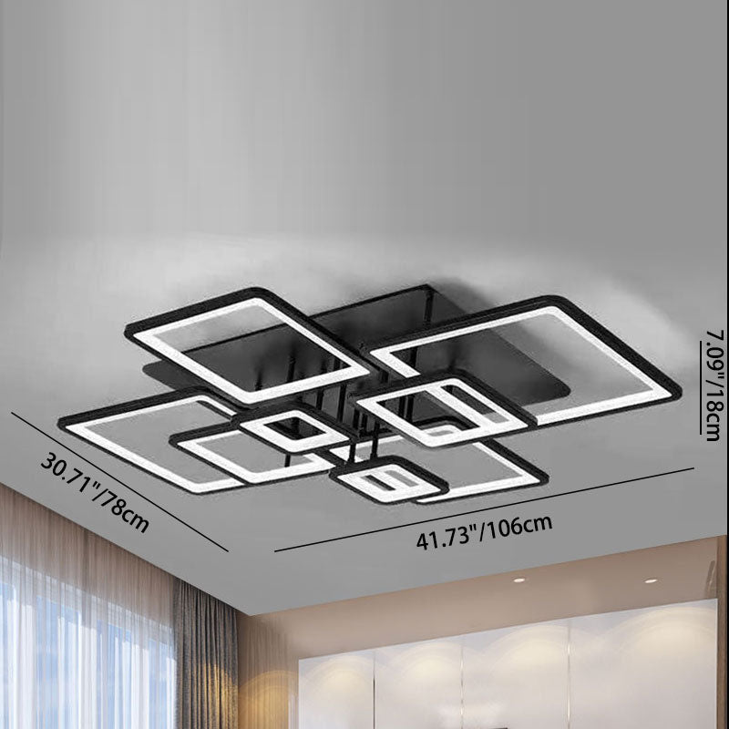 Modern Minimalist Combination Square Hardware Acrylic LED Semi-Flush Mount Ceiling Light For Living Room Lumendat