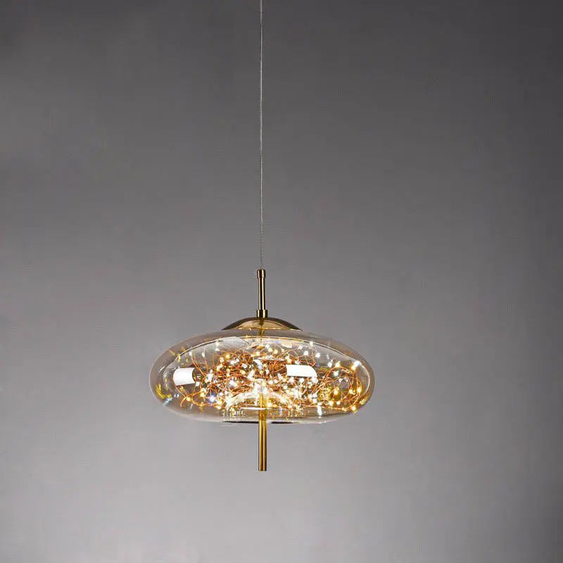 Contemporary Scandinavian Cylinder Oval Glass 1-light Pendant Light for Bedroom Lumendat