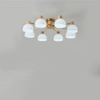 Traditional Japanese Wabi-sabi Rubberwood Hardware Glass 3/6/8-Light Flush Mount Lighting For Living Room Lumendat