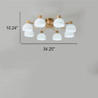 Traditional Japanese Wabi-sabi Rubberwood Hardware Glass 3/6/8-Light Flush Mount Lighting For Living Room Lumendat