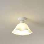 Scandinavian Modern Minimalist Iron Glass Ceramic Flower Diamond 1-Light Semi-Flush Mount Ceiling Light Lumendat
