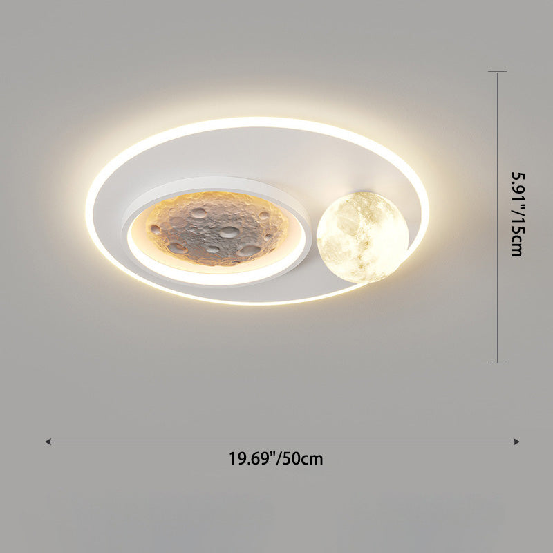 Lumendat Contemporary Creative Resin Moon Astronaut Acrylic Cloud Shape LED Kids Flush Mount Ceiling Light For Living Room Lumendat