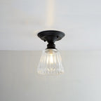 Nordic Vintage Glass Floral Round Geometry 1-Light Semi-Flush Mount Ceiling Light Lumendat