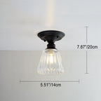 Nordic Vintage Glass Floral Round Geometry 1-Light Semi-Flush Mount Ceiling Light Lumendat