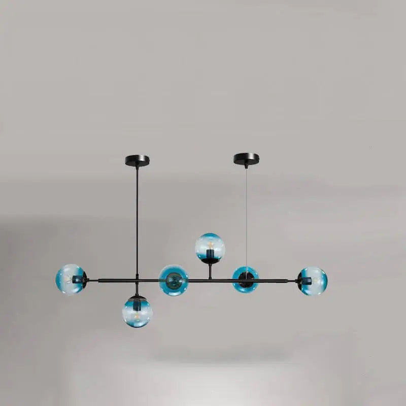 Nordic Minimalist Colorful Orb Metal Glass 6-light Island Light Chandelier BulbSquare