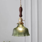Nordic Modern Minimalist Flower Copper Walnut Glass 1-light Pendant Light Lumendat