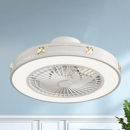 Modern Minimalist Solid Color Iron Copper LED Flush Mount Ceiling Fan Light