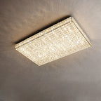 Modern Luxury Stainless Steel Crystal Round Square Rectangular LED Flush Mount Ceiling Light For Living Room Lumendat