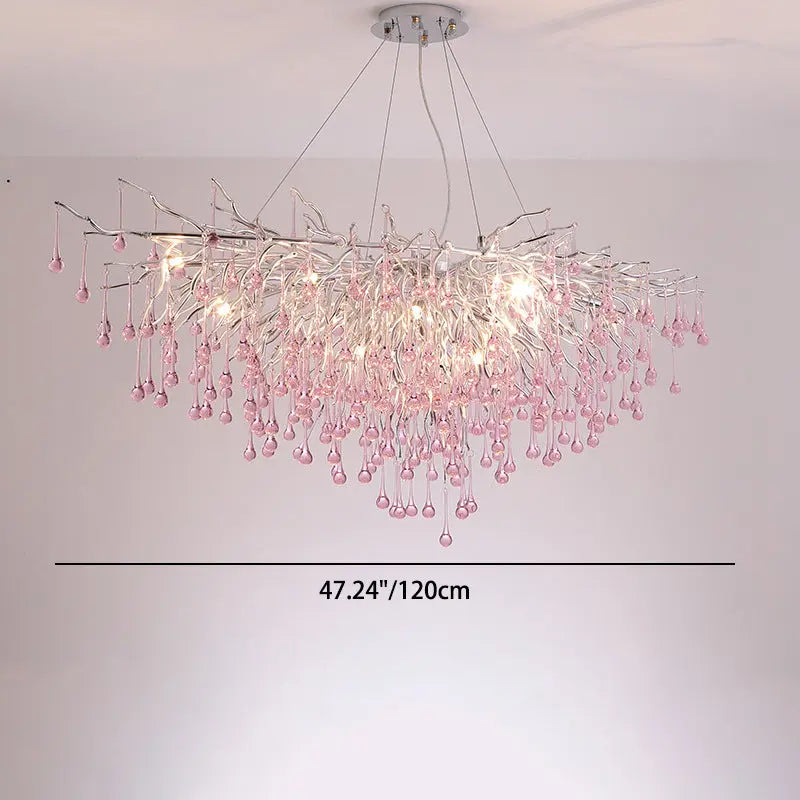 Modern Luxury Crystal Glass Aluminum Branch Water Drop 6/8/10/14 Chandeliers for Dining Room Lumendat