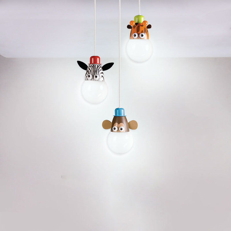 Lumendat Contemporary Creative Acrylic Cartoon Animal Hardware Frame 3-Light Kids Chandelier For Bedroom Lumendat