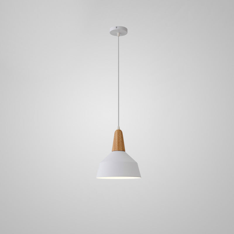 Nordic Minimalist Macaron Solid Color Aluminum Wood 1-light Pendant Light BulbSquare