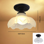 Contemporary Retro Floral Bell Round Iron Glass 1-Light Semi-Flush Mount Ceiling Light For Hallway Lumendat