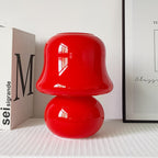 French Cream Handmade Glass Mushroom 1-Light Table Lamp Lumendat