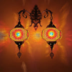 Tiffany Decorative Lantern Hardware Stained Glass 2-Light Wall Sconce Lamp Lumendat