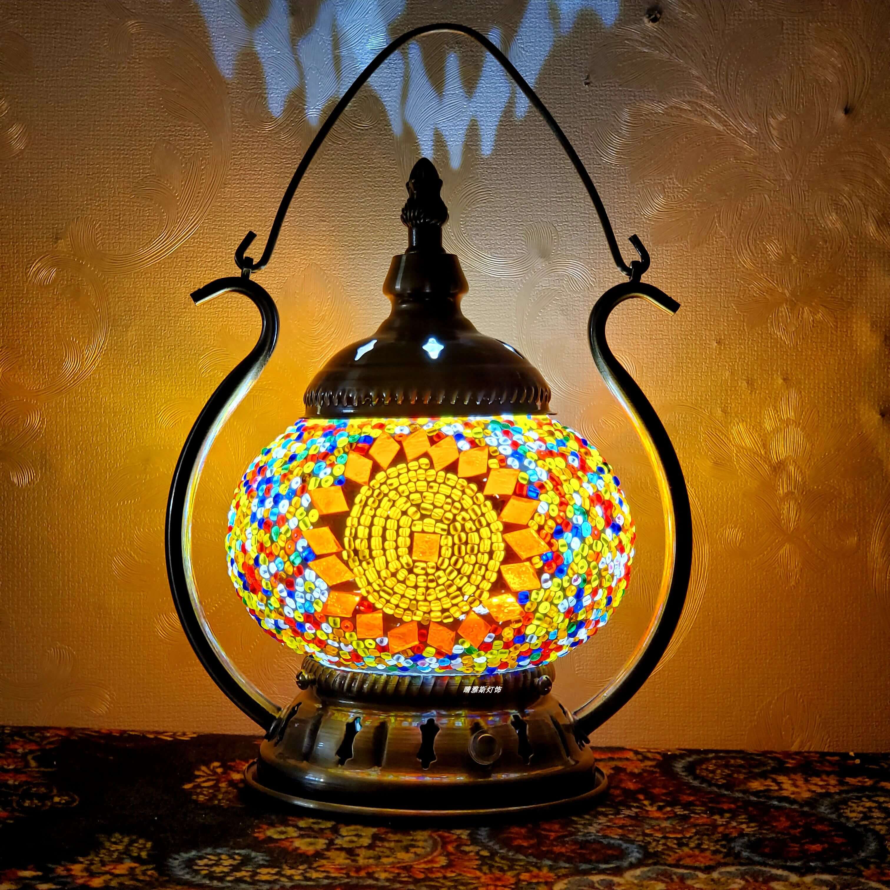 Moroccan Stained Glass Round Pot USB Rechargeable LED Portable Table Lamp Lumendat