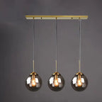 Contemporary Nordic Copper Spherical Glass Shade 1/3/5-light Island Light Chandelier for Dining Room Lumendat
