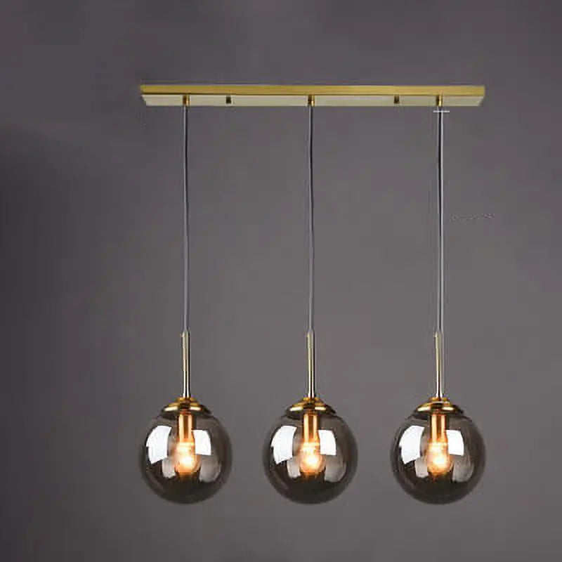 Contemporary Nordic Copper Spherical Glass Shade 1/3/5-light Island Light Chandelier for Dining Room Lumendat