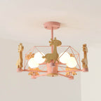 Scandinavian Modern Childlike Giraffe Diamond Pentagram Windmill Iron Wood Glass 4/5 Light Semi-Flush Mount Ceiling Light Lumendat
