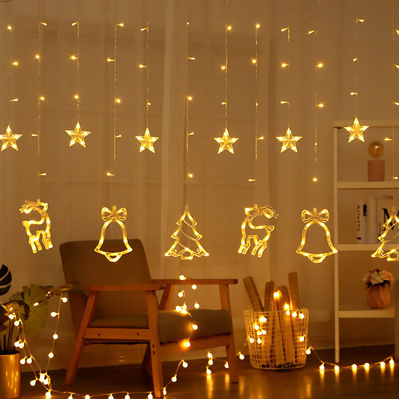 LED Solar Star Moon Curtain Light Christmas Outdoor Patio Decorative Camping String Lights Lumendat