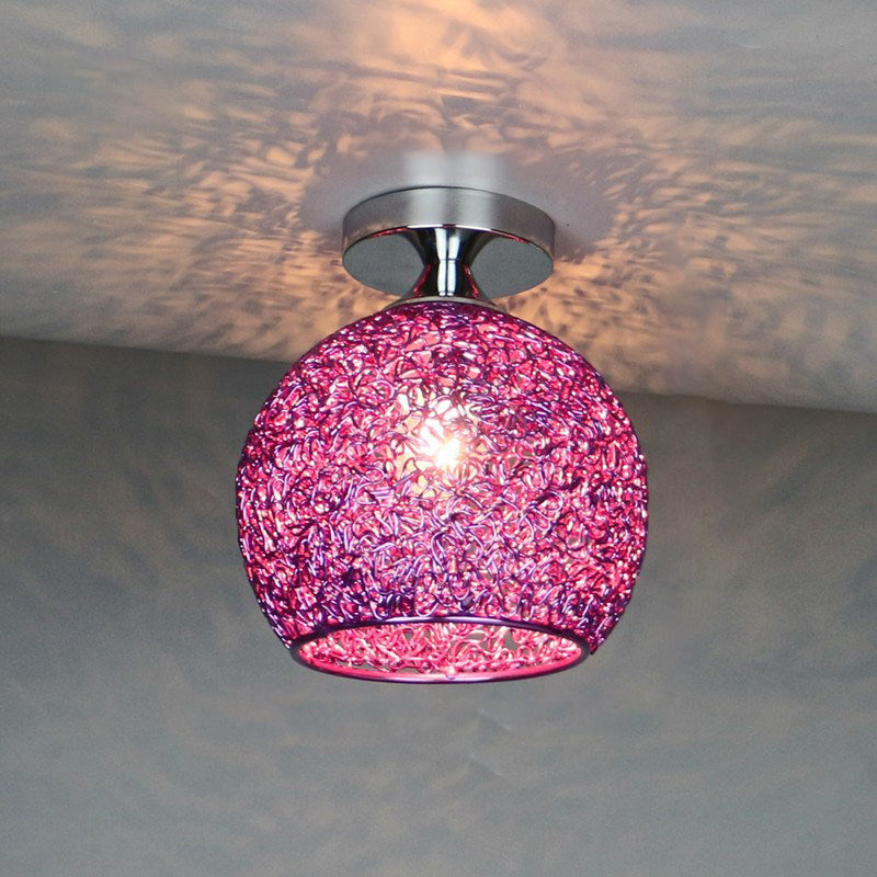 Contemporary Scandinavian Iron Aluminum Weaving Ball 1-light Semi-flush Mount Ceiling Light for Hallway