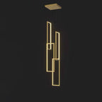 Modern Minimalist Iron Aluminum Silica Rectangular Square Ceiling Plate LED Chandelier for Stairway BulbSquare