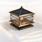 European Outdoor Brass Glass Square 1/2 Light Waterproof Pillar Landscape Light Lumendat