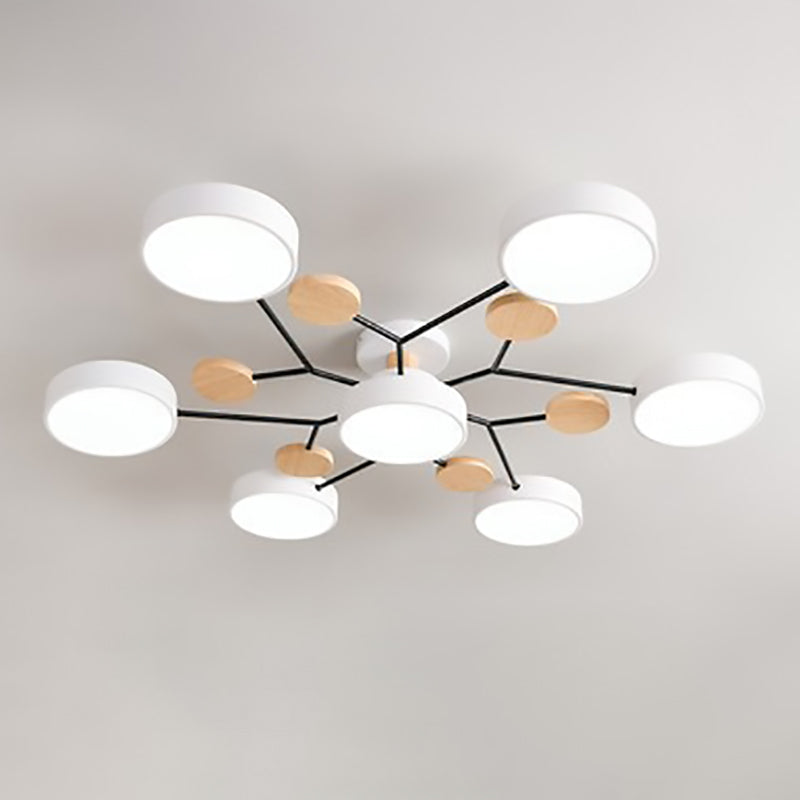 Contemporary Scandinavian Round Molecule Branch Design LED Semi-Flush Mount Ceiling Light For Living Room Lumendat