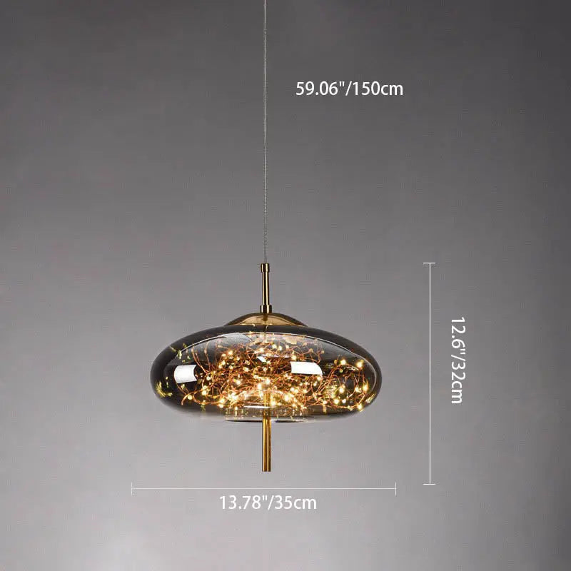 Contemporary Scandinavian Cylinder Oval Glass 1-light Pendant Light for Bedroom Lumendat
