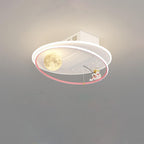 Lumendat Contemporary Creative Acrylic Astronaut Moon LED Kids Flush Mount Ceiling Invisible Bladeless Fan Light For Bedroom Lumendat