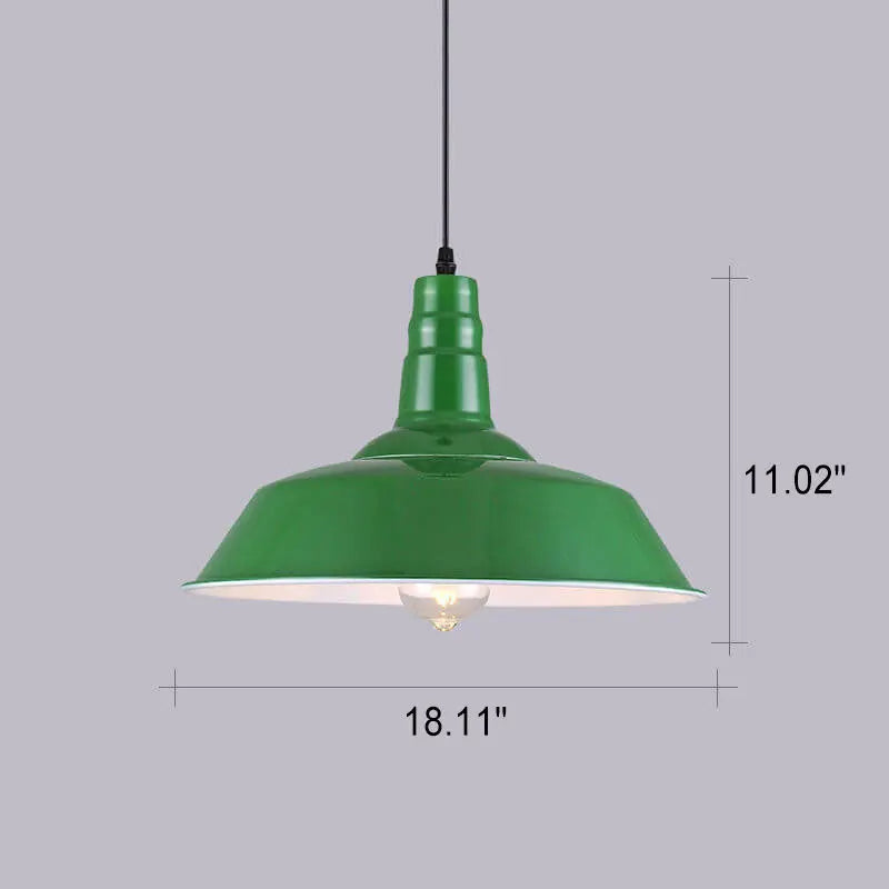 Industrial Vintage Green Iron Dome Cone 1-light Pendant Light Lumendat