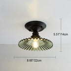 Nordic Vintage Glass Floral Round Geometry 1-Light Semi-Flush Mount Ceiling Light Lumendat