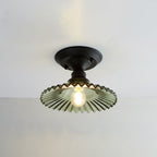 Nordic Vintage Glass Floral Round Geometry 1-Light Semi-Flush Mount Ceiling Light Lumendat