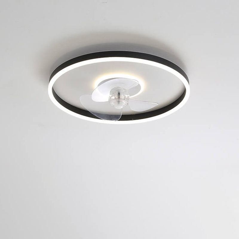 Contemporary Nordic Round Iron Silicone Aluminum Invisible LED Flush Mount Ceiling Fan Light For Living Room & Bedroom Lumendat
