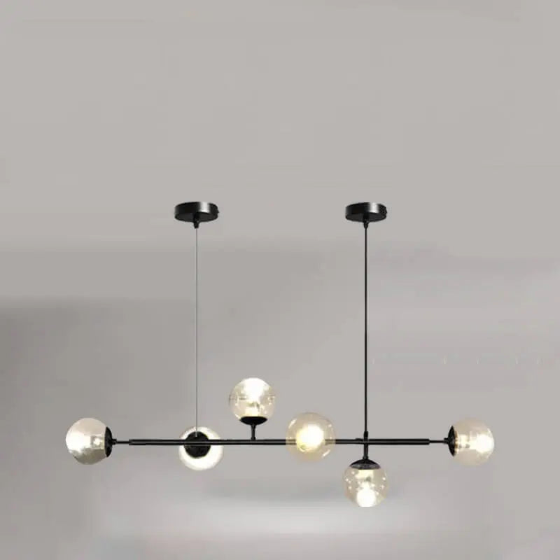 Nordic Minimalist Colorful Orb Metal Glass 6-light Island Light Chandelier BulbSquare