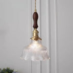 Nordic Modern Minimalist Flower Copper Walnut Glass 1-light Pendant Light Lumendat