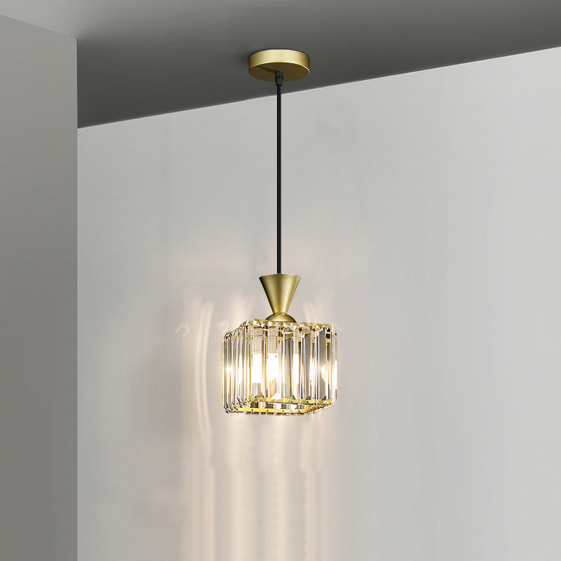 Contemporary Luxury Radiant Prismatic Clear Crystal Shade 1-light Pendant Light for Living Room
