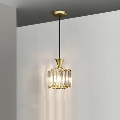 Contemporary Luxury Radiant Prismatic Clear Crystal Shade 1-light Pendant Light for Living Room