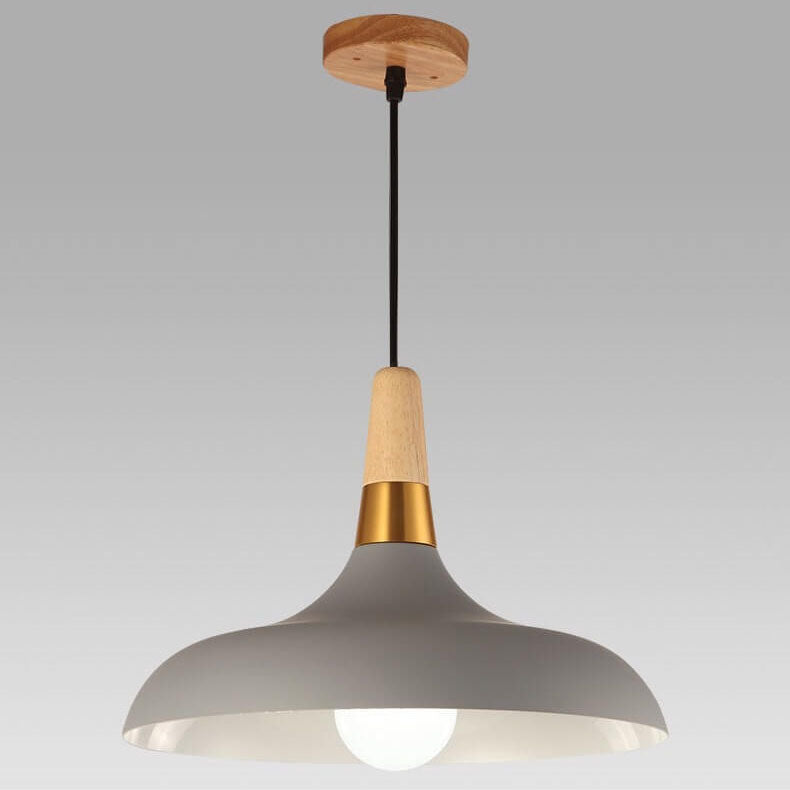 Nordic Macaron Barn Metal Wood 1-light Pendant Light