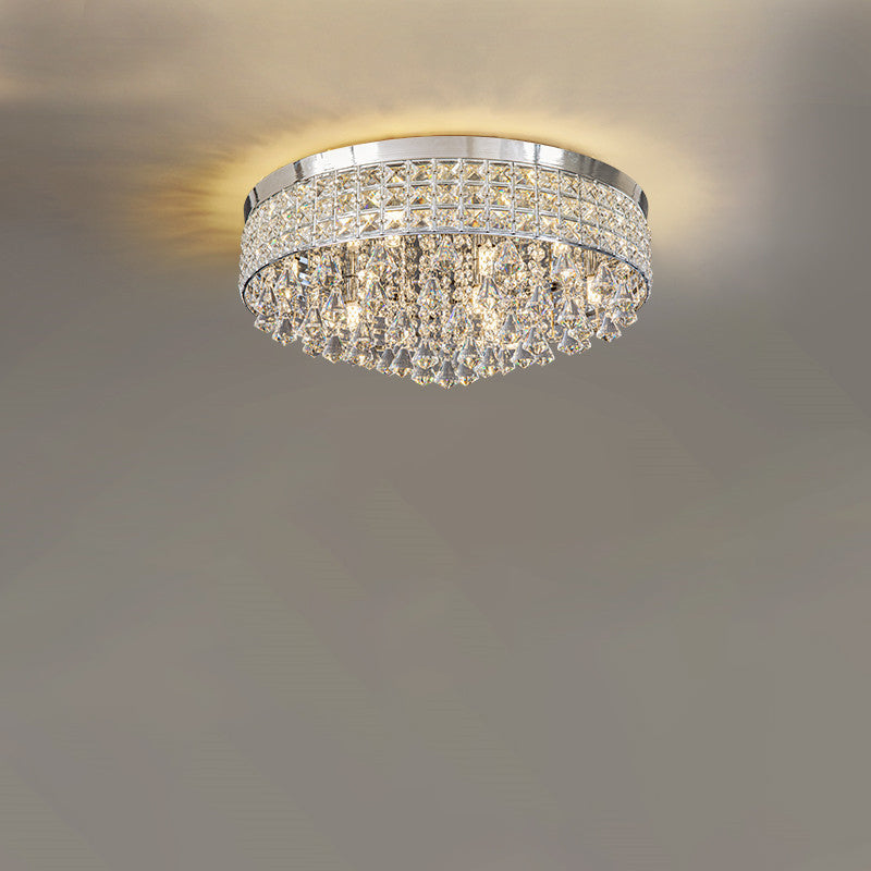Modern Luxury Round Iron Crystal Beads 6/9-Light Flush Mount Ceiling Light For Living Room Lumendat