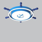 Lumendat Modern Children's Pirate Ship Rudder Iron Acrylic LED Flush Mount Ceiling Light Lumendat