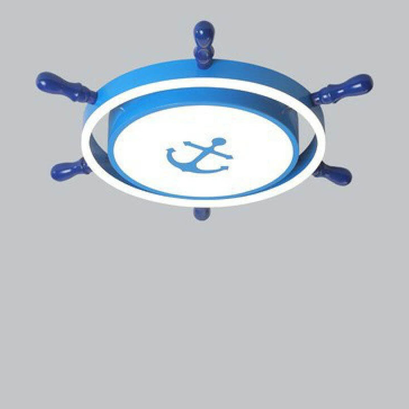 Lumendat Modern Children's Pirate Ship Rudder Iron Acrylic LED Flush Mount Ceiling Light Lumendat