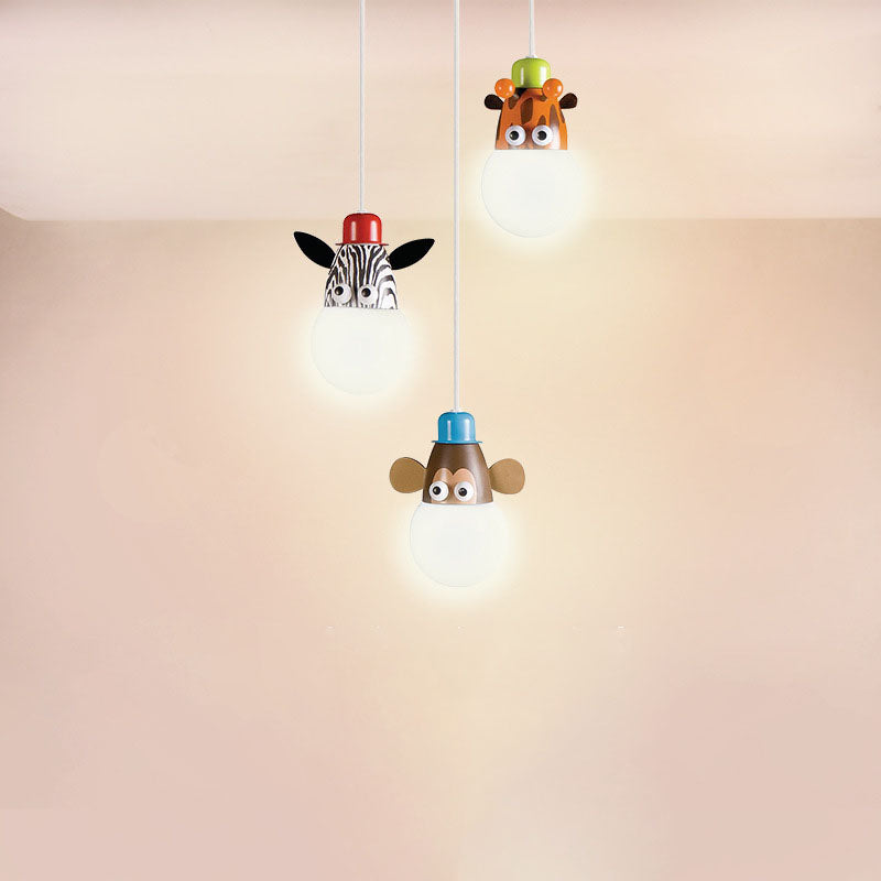 Lumendat Contemporary Creative Acrylic Cartoon Animal Hardware Frame 3-Light Kids Chandelier For Bedroom Lumendat