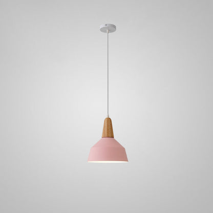 Nordic Minimalist Macaron Solid Color Aluminum Wood 1-Light Pendant Light